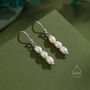 Oval Pearl Trio Drop Hook Earrings In Sterling Silver, thumbnail 7 of 11