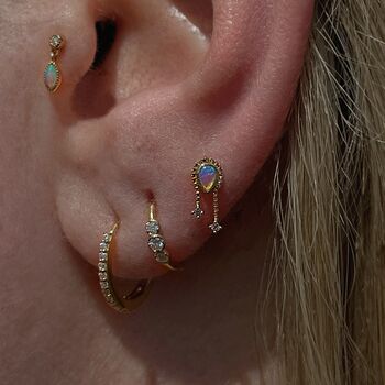 14k Solid Gold Opal And Topaz Chain Labret Stud, 2 of 3
