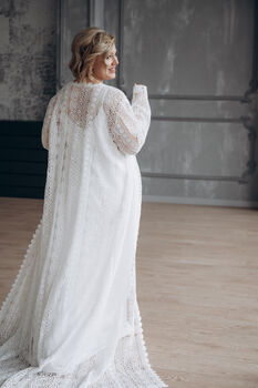 Ivory Macrame Lace Bridal Kimono Cape, 6 of 12