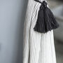 Long Length Tie Top Natural And Black Striped Curtains, thumbnail 2 of 2