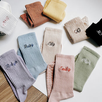 Custom Embroidered Name Yoga Pilates Socks, 6 of 12