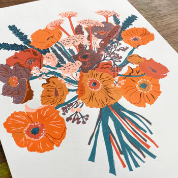 Orange Flower Riso Print, 3 of 4