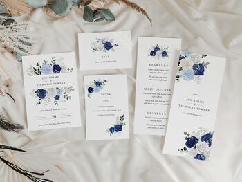 Royal Blue Floral Concertina Wedding Invitations, 4 of 4