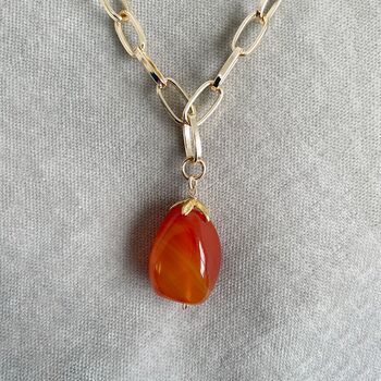 Mallory Carnelian Gemstone Pendant Chain Necklace, 2 of 5