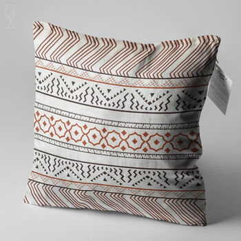 Aztec Pattern Cushion Cover With Geometric Brown Lines, 3 of 7
