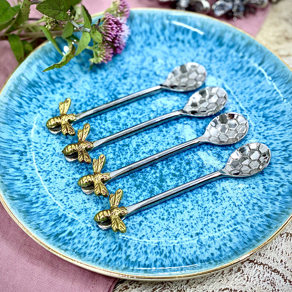 Set Of Four Beehive Coffee Spoons, 1 of 3