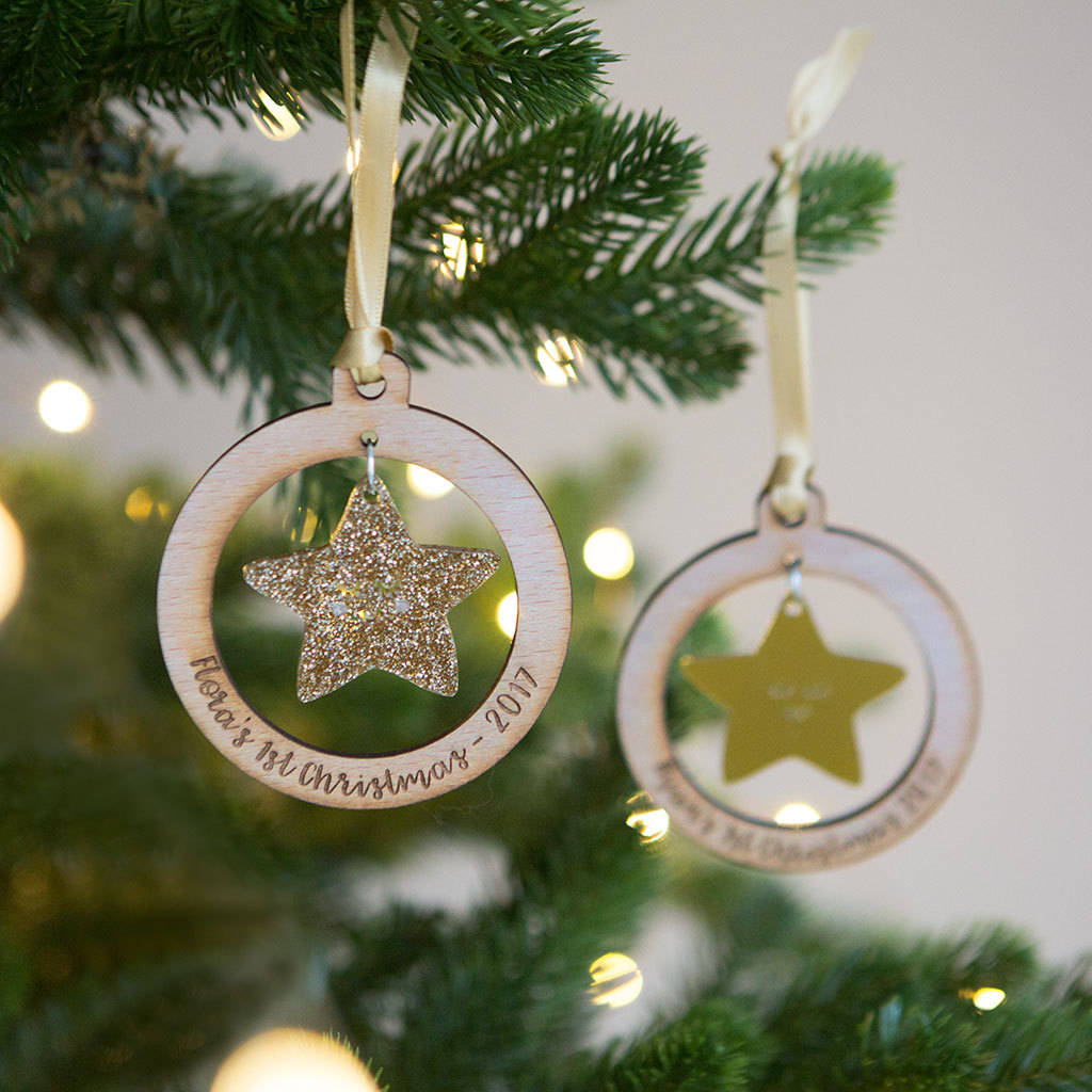 personalised baby s first christmas tree decoration by hoobynoo