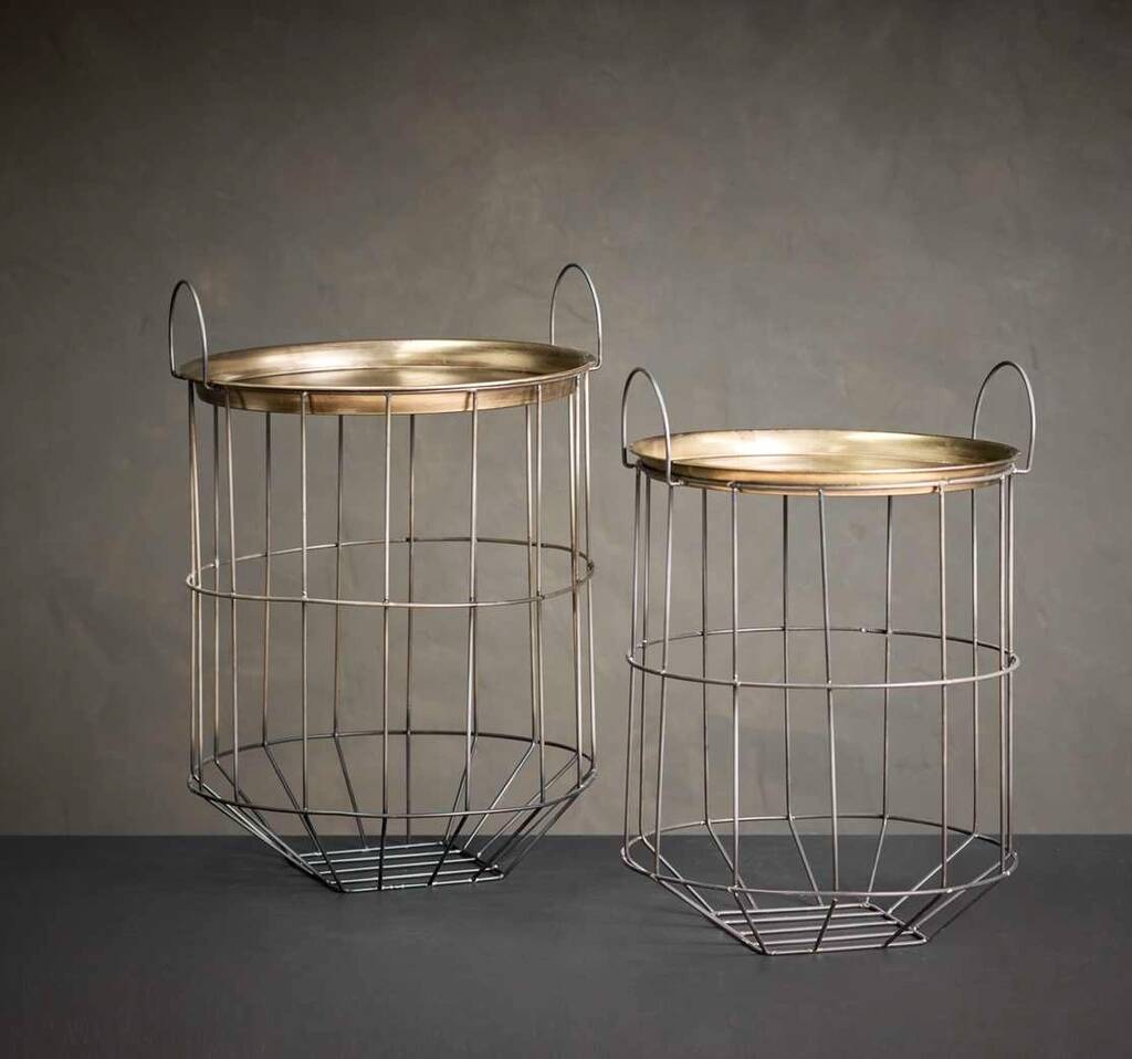 Brass And Metal Open Cut Side Tables