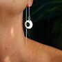 Hammered Silver Circle Air O Threader Earrings, thumbnail 1 of 2