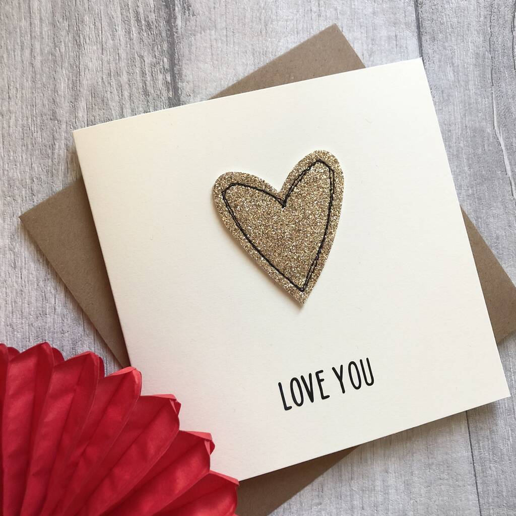 Love You Glitter Heart Birthday/Anniversary Card By Alphabet Bespoke