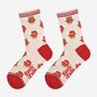 Women's Bamboo Socks Cream Red Christmas Highland Cow, thumbnail 1 of 5