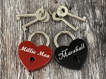 Personalised Red Heart Padlock Dog Tag, 7 of 7
