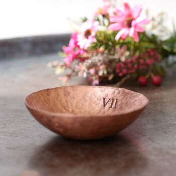7th Anniversary Small Hammered Copper Ring Bowl, 4 of 8