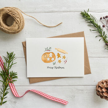 Gingerbread Baking Christmas Card Pack, 3 of 3