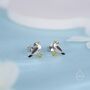 Sterling Silver Tiny Sterling Silver Seagull Bird Stud Earrings, thumbnail 3 of 12