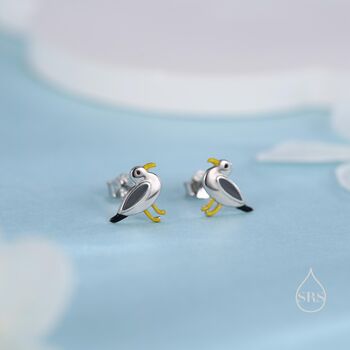 Sterling Silver Tiny Sterling Silver Seagull Bird Stud Earrings, 3 of 12