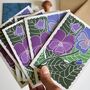 Linocut Pansy Flower Notecards Set Of Eight, thumbnail 1 of 5