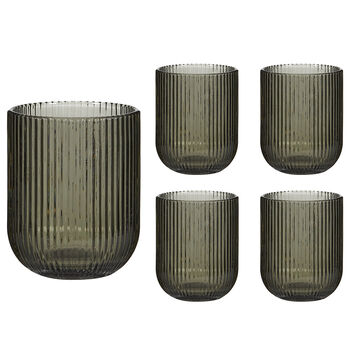 Palermo Set Of Four Grey Ribbed Tumblers, 2 of 7