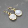 Rainbow Moonstone Gold Drop Earrings: June Birthstone, thumbnail 4 of 8