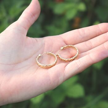 Twisted Hoop Earrings For Women 18k Gold Plated, 5 of 7