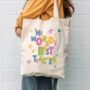 The World's Best Teacher Tote Bag, thumbnail 1 of 2