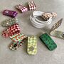 Checkerboard Recycled Leather Cable / Hair Band Tidy, thumbnail 1 of 4