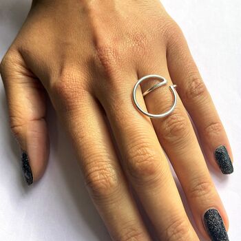 Double Circle Geometric Sterling Silver Ring, 3 of 5
