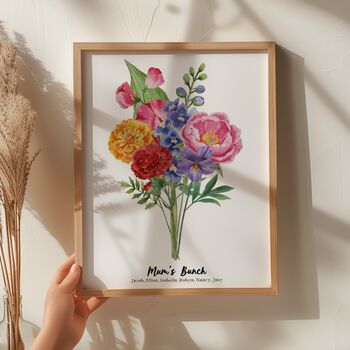 Personalised Birth Flower Mum’s Bunch Print, 2 of 12