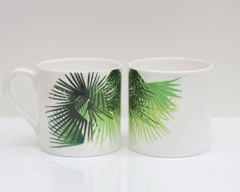 Tropical Cabbage Leaf Design Bone China Mug, 3 of 9