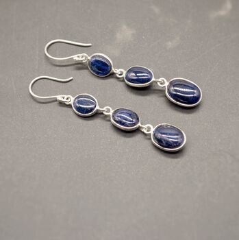 Blue Sapphire Drop Silver Earrings, 3 of 8