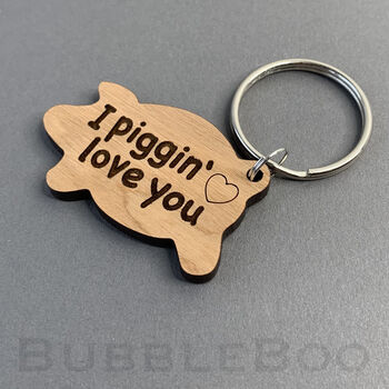 I Piggin Love You Pig Keyring. Can Be Personalised, 5 of 7