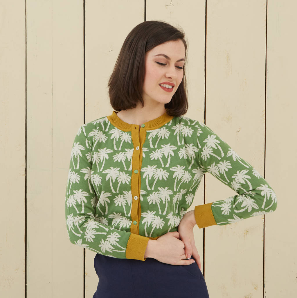 tree print cardigan