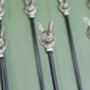 Brass Bee Welly Boot Stand Pewter Hares, thumbnail 2 of 7