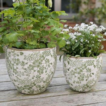 Green Meadow Flower Ceramic Plant Pot, 2 of 2