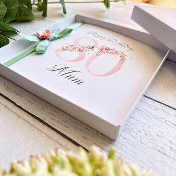 Handmade 80th Birthday Card. With Pink Numbers And Flower. Personalised, 4 of 9