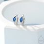 Tiny Rhombus Sapphire Blue Cz Huggie Hoop In Sterling Silver, thumbnail 1 of 12