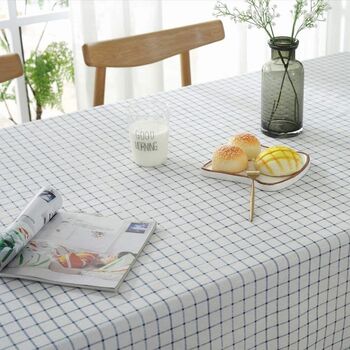 White Plaid Cotton Linen Square Table Cloth, 5 of 7