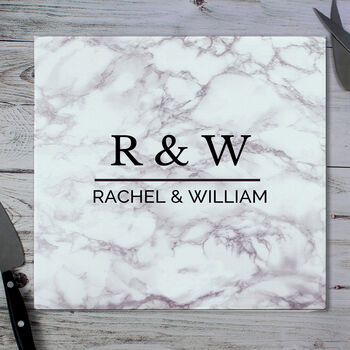 Personalised Marble Effect Glass Chopping Board, 4 of 5