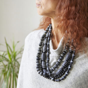 Fair Trade Recycled Monochrome Glass Bead Jewellery, 2 of 12