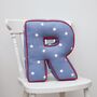 Handmade Letter Cushion In Navy Star, thumbnail 2 of 4