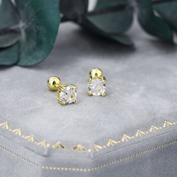 Cz Crystal Screw Back Earrings, 6 of 12