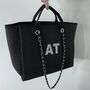 Personalised Black Large Custom Chain Initial Tote Bag, thumbnail 5 of 9