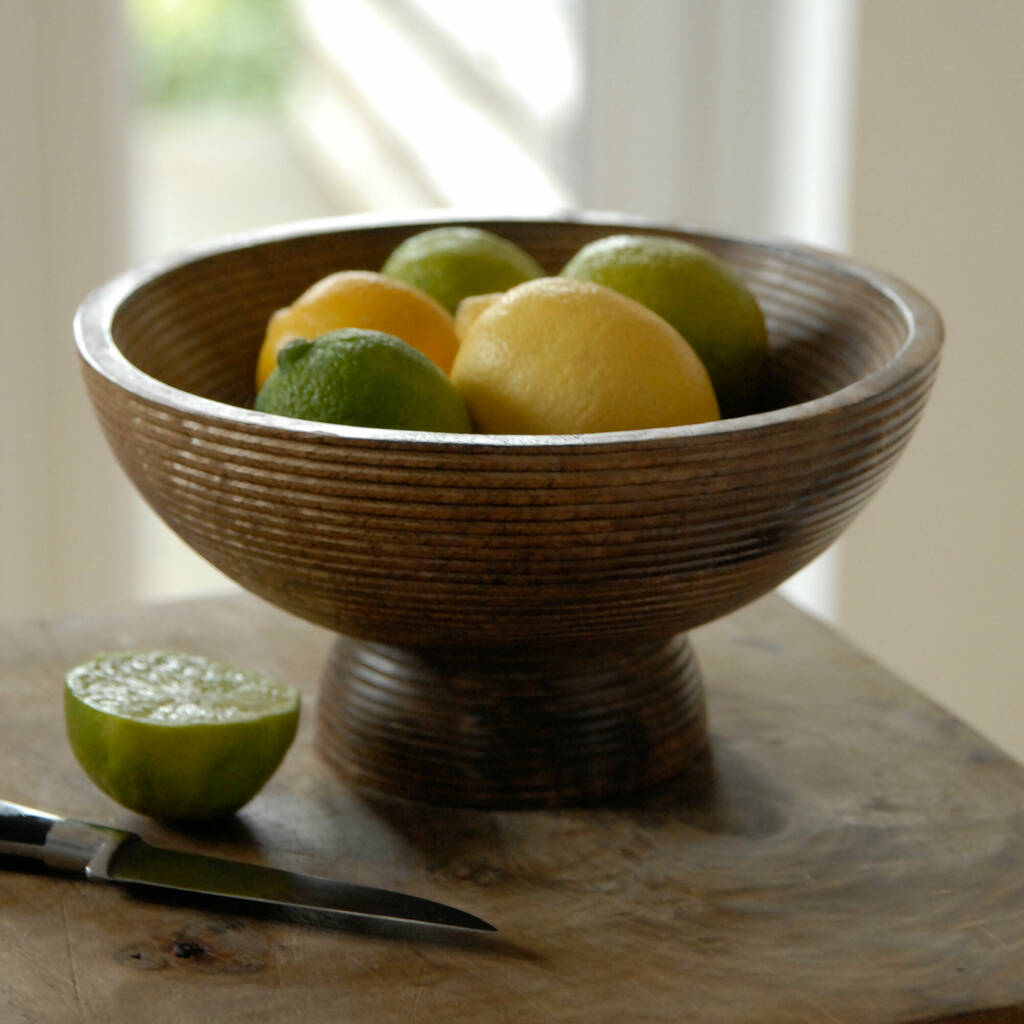 Carved Mango Wood Fruit Bowl By Paper High