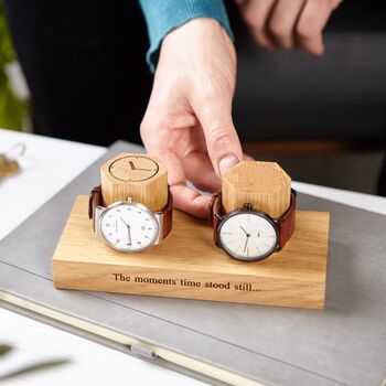 Personalised Oak Watch Stand One To Three Watches, 3 of 12