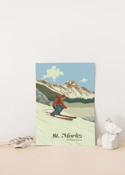 St Moritz Ski Resort Switzerland Travel Poster Print, 2 of 8