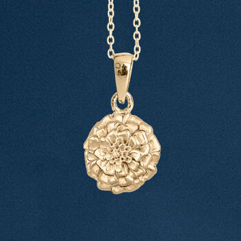 Yellow Gold Plated October Marigold Birth Flower Necklace, 2 of 11