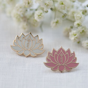 Lotus Flower Pink Or White Unalome Enamel Pin, 3 of 12