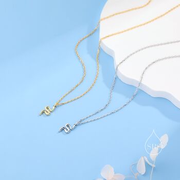 Snake Pendant Necklace In Sterling Silver, 3 of 10