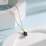 Sterling Silver Sapphire Blue Cz Star Pendant Necklace, thumbnail 1 of 11