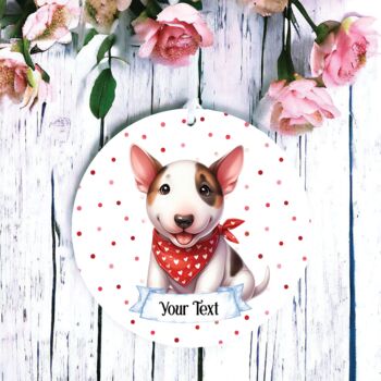 Personalised Bull Terrier Wearing A Red Bandana, 2 of 2